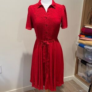Nanette Lepore Red Button-Up Midi Dress